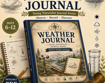 Diario meteorologico per bambini / Diario scientifico di osservazione della natura / Attività di osservazione meteorologica per l'homeschooling / PDF stampabile / Età 6-12