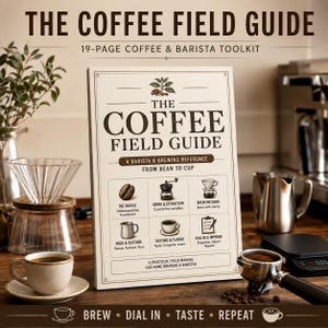 Coffee Barista Guide | Espresso Dial In, V60 Brew & Tasting Toolkit | Coffee Recipe Cards, Barista Cheat Sheet, Printable PDF