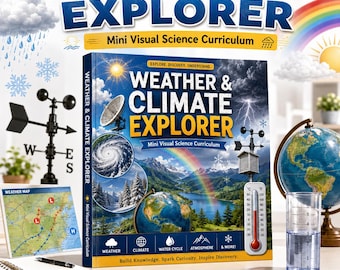 Unità didattica su tempo e clima / Esploratore del tempo e del clima / Scheda di lavoro di scienze meteorologiche / PDF stampabile per l'istruzione domiciliare / Download immediato