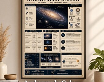 Poster della Galassia di Andromeda / Tabella di riferimento astronomica / Poster per la classe di astronomia / Decorazioni spaziali per la classe / Download immediato