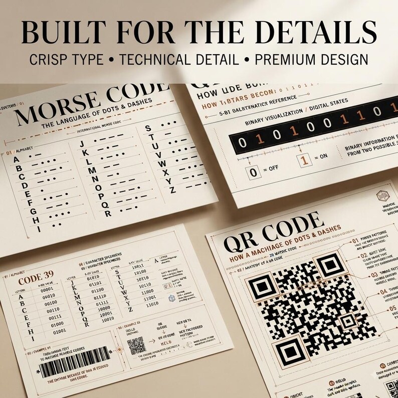 Code Systems Poster Set, Morse Binary Code 39 QR Code, STEM Wall Art, Coding Classroom Decor, Homeschool Science Poster, Instant Download image 4