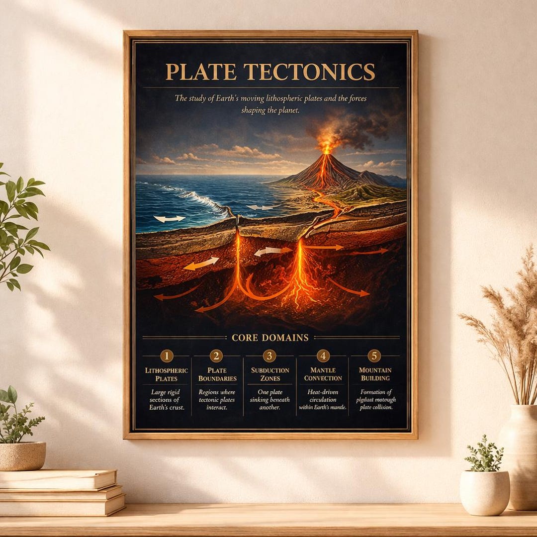 Plate Tectonics Poster, Earth Science Diagram, Classroom Wall Art ...