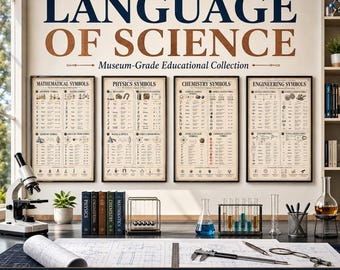 STEM Classroom Posters | Math, Physics, Chemistry, Engineering Symbols (PDF Download)