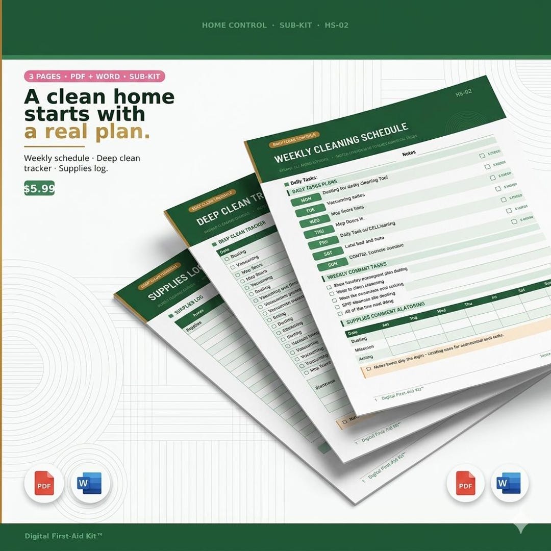 Cleaning Planner PDF | Weekly Schedule, Deep Clean Tracker, Supplies ...