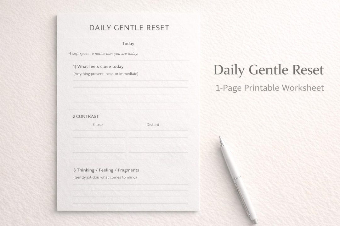 Daily Gentle Reset One Page Worksheet for Overwhelmed Days. Printable ...