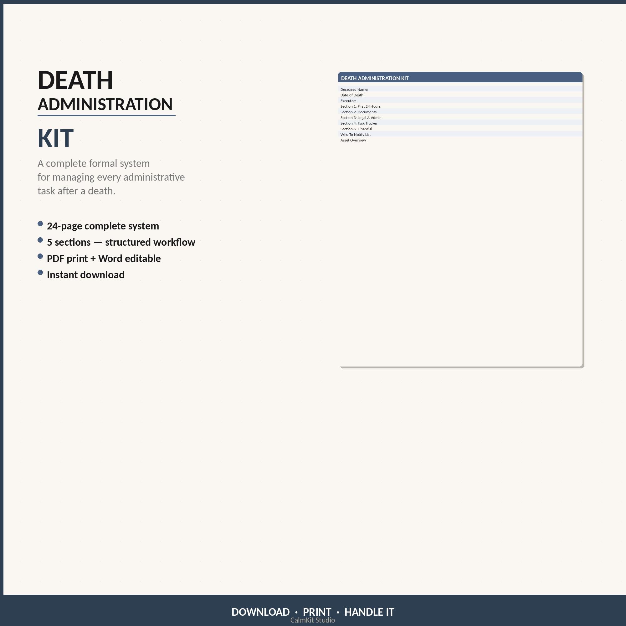 Death Checklist Printable | What to Do When Someone Dies | Estate