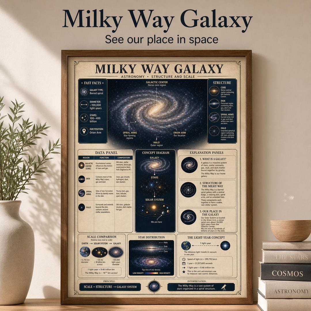 Milky Way Galaxy Poster | Astronomy Reference Chart | Space Classroom ...