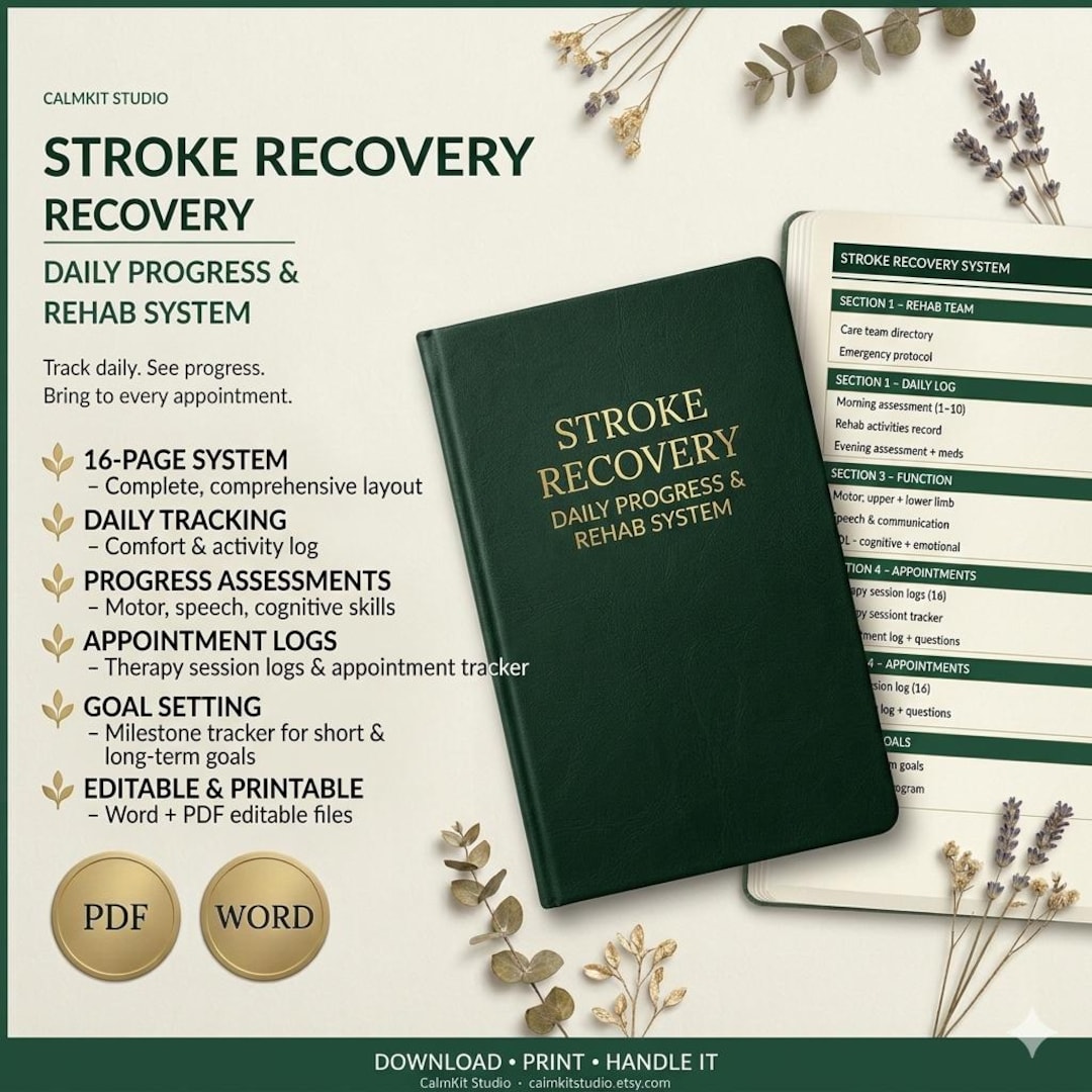 Stroke Recovery Tracker Printable | Daily Rehab Progress Log (PDF Word ...