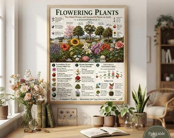 Flowering Plants Classification Chart | Botany Educational Poster (A4 PDF Download)