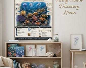 Cnidarians Classification Poster | Jellyfish, Coral Marine Biology Wall Art (PDF)