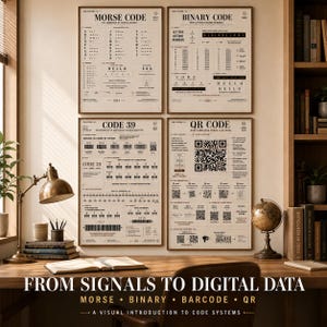 Code Systems Poster Set, Morse Binary Code 39 QR Code, STEM Wall Art, Coding Classroom Decor, Homeschool Science Poster, Instant Download image 5