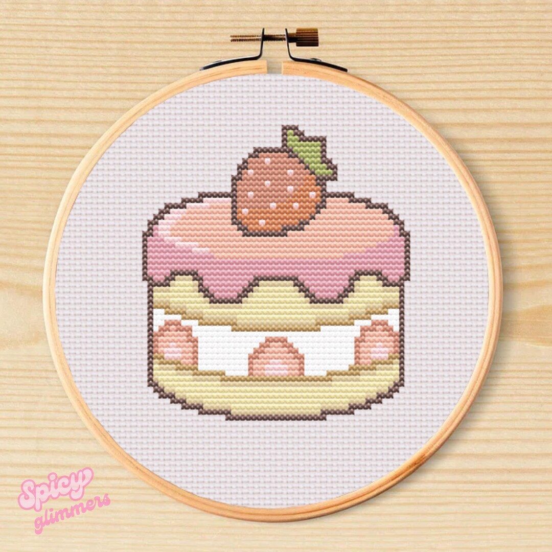 Strawberry Cheese Cake Cross Stitch Pattern (digital Download - PDF) - Etsy