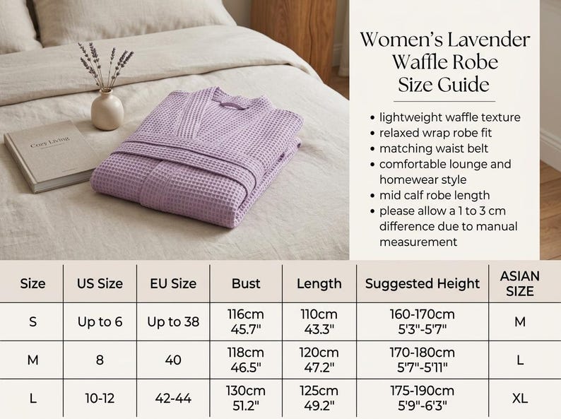 Unisex Baumwolle Damen Robe, Atmungsaktiver Waffle Woven Lounge Hotel & Spa Herren Bademantel Kimono Bild 10