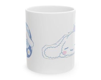 Taza de cerámica con forma de cordero durmiendo kawaii / Taza de café con forma de animal pastel