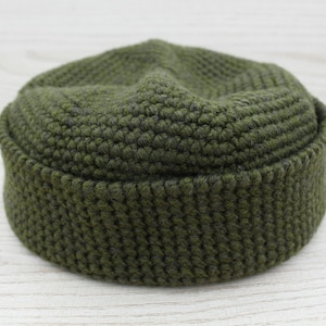 Handmade Fisherman Crochet Beanie for Men. Merino Wool Hat.