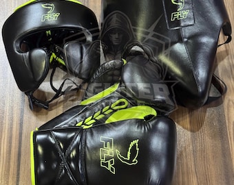 Latest Model Pro Fly Boxing Set Sparring And Training equipment Cowhide Leather laces Gloves