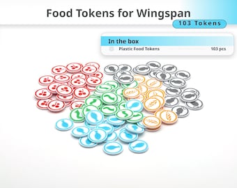 Wingspan Food Tokens, 103 pcs Plastic Replacement Board Game Pieces, Food Resource Token Upgrade, Fruit Seed Fish Rodent Invertebrate