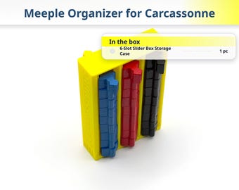 Caja organizadora deslizante para figuras de Carcassonne, estuche de almacenamiento de 6 ranuras