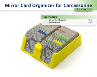 Organizador de tarjetas con espejo de Carcassonne, inserto para 72 tarjetas con separadores.