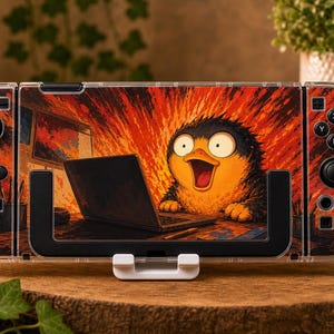 Funny Shocked Penguin Meme Case for Switch, OLED, Lite and Switch 2, Clear Hard Shell Cover, Screaming Laptop Console Skin