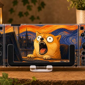 Grappige hoes met schreeuwende kat voor Switch, OLED, Lite en Switch 2, transparante harde hoes, artistieke meme console skin