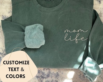 Custom  Embroidered Adult Sweatshirt // Mama Crewneck Sweatshirt // Comfort Colors Embroidered Sweatshirt