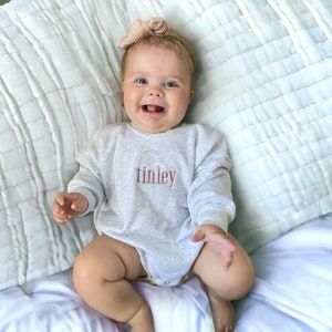 Oversized Embroidered Sweatshirt Bubble Romper // Baby Bubble Sweatshirt // Toddler Bubble // Embroidered Baby Romper