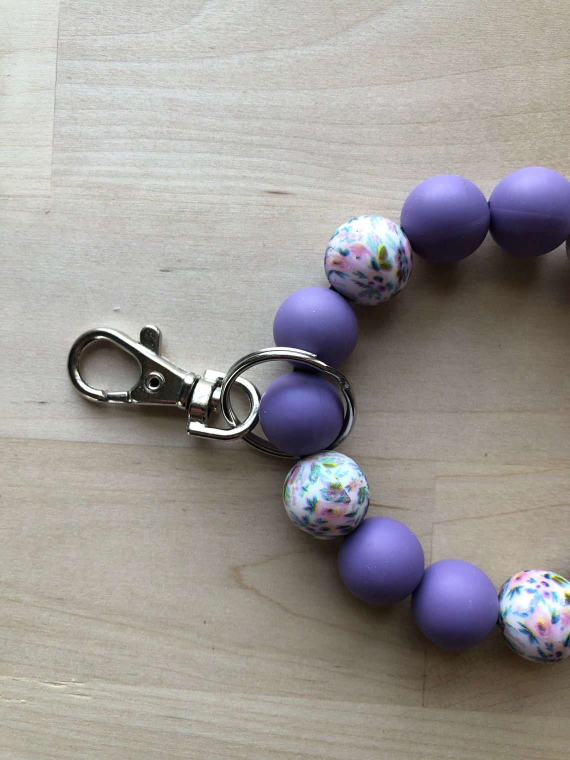 Floral Stretchy Silicone Bracelet Keychain // Mama Wristlet Etsy