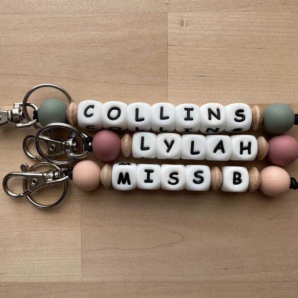 Personalized Name Keychain // Beaded Zipper Pull // Purse Charm // Diaper Bag Tag