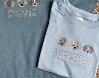 Personalized Puppy Embroidered Kids Shirt: Custom Name Cotton Tee