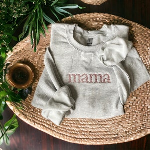 Floral Mama Embroidered Adult Sweatshirt // Mama Crewneck Sweatshirt // Embroidered Sweatshirt
