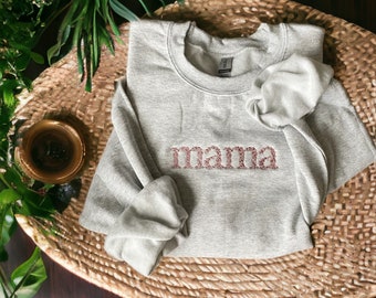 Floral Mama Embroidered Adult Sweatshirt // Mama Crewneck Sweatshirt // Embroidered Sweatshirt