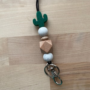 Cactus Silicone Beaded Lanyard or Keychain // Teacher Lanyard