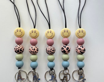 Neutral Smile Beaded Teacher Lanyard // Beaded Lanyard // Silicone Beaded Teacher Gift