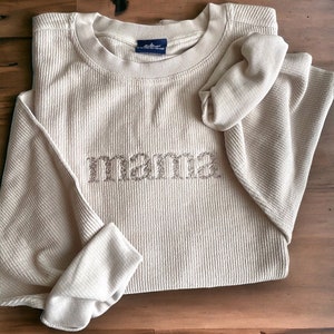 Mama Floral Embroidered Oversized Adult Corded Sweatshirt // Personalized Corded Sweatshirt // Grandma Sweatshirt