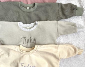 Waffle Knit Bubble Romper // Baby Bubble Sweatshirt // Toddler Bubble