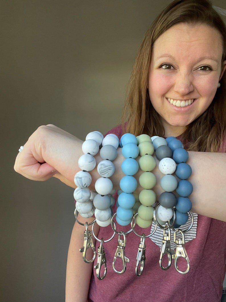 Custom Stretchy Silicone Bracelet Keychain // Mama Wristlet Etsy