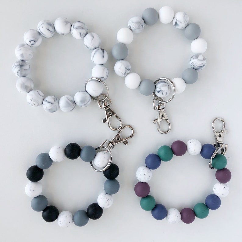 Stretchy Silicone Bracelet Keychain // Lobster Clasp Key Etsy