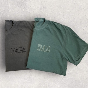 Blocked Embroidered Dad T-Shirt // Dad Shirt // Grandpa Shirt // Comfort Colors Embroidered Shirt