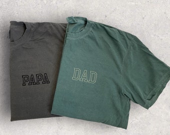 Blocked Embroidered Dad T-Shirt // Dad Shirt // Grandpa Shirt // Comfort Colors Embroidered Shirt