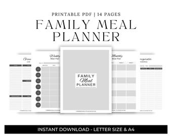 Family Meal Planner Printable PDF/Weekly and Monthly