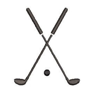 Diseño de bordado de palos de golf cruzados, 4 tamaños (descarga digital)