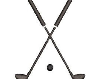 Gekreuzte Golfschläger, Stickdatei, 4 Größen