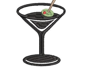 Martini Olivenglas Stickdatei, 4 Größen (Digitaler Download)