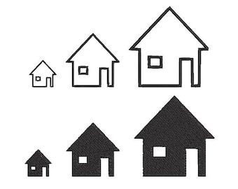 Haus Stickdatei: Outline & Solid, 3 Grössen (Digitaler Download)