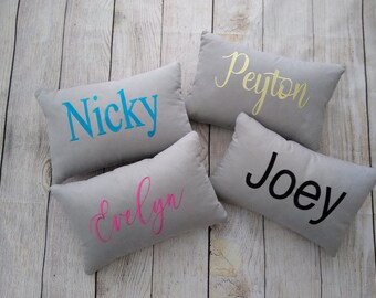 boy son gift new baby 12x18 Pillow baby shower, Name embroidered pillow girl daughter gift GRAY Cover with Insert