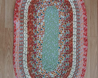 Custom Oval Rug, Cotton Quilting Fabric Jelly Roll, 24" x 40"