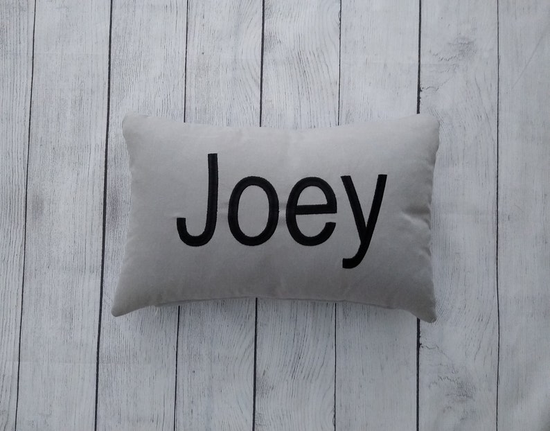 boy son gift new baby 12x18 Pillow baby shower, Name embroidered pillow girl daughter gift GRAY Cover with Insert