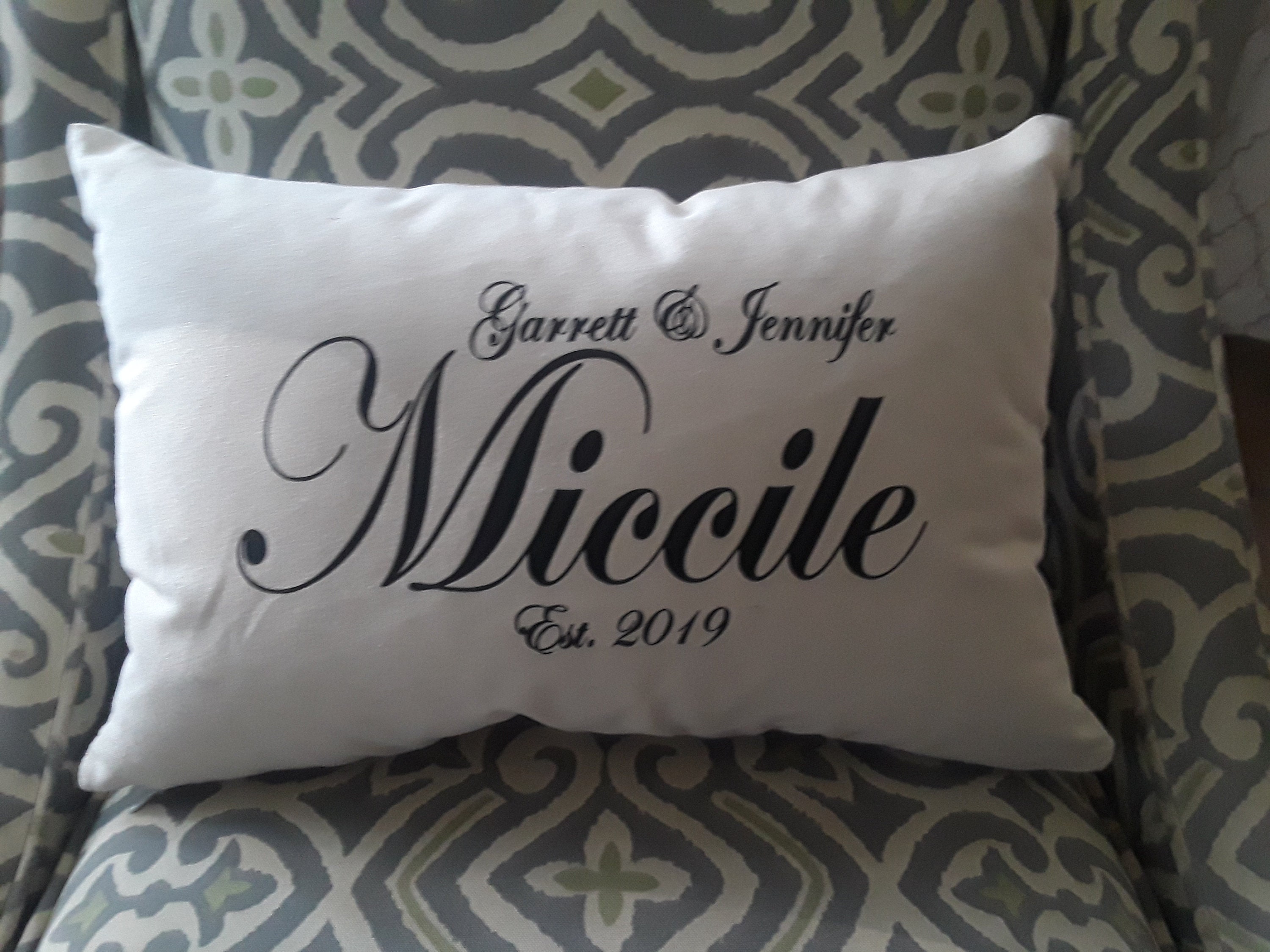 Embroidered Wedding Date Pillow Names Mr. and Mrs. 12 x 18 Etsy