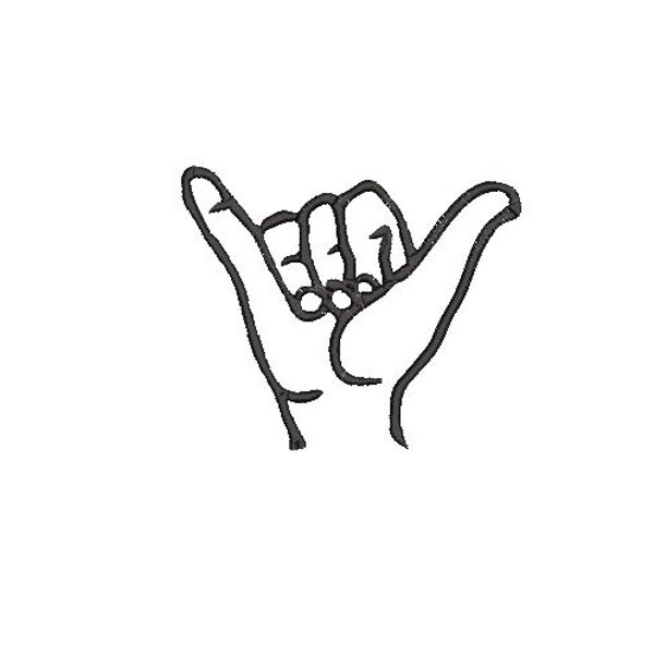 Surfer Hand Machine Embroidery Design, 6 Sizes, Thumb Little Finger, Hand Gesture, Hand Signal, Hang Ten